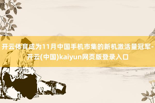 开云体育成为11月中国手机市集的新机激活量冠军-开云(中国)kaiyun网页版登录入口