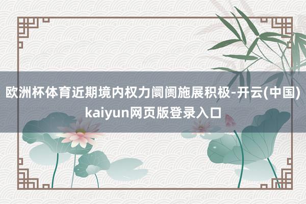 欧洲杯体育近期境内权力阛阓施展积极-开云(中国)kaiyun网页版登录入口