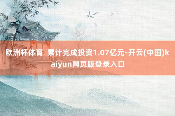 欧洲杯体育  累计完成投资1.07亿元-开云(中国)kaiyun网页版登录入口